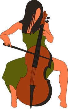 The girl plays the cello. Young woman. Cello. png