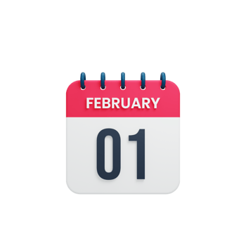 February Realistic Calendar Icon 3D Illustration Date February 01 png