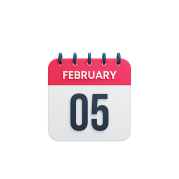 February Realistic Calendar Icon 3D Illustration Date February 05 png