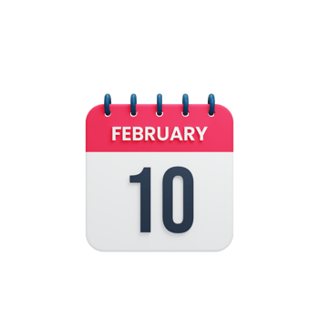 February Realistic Calendar Icon 3D Illustration Date February 10 png