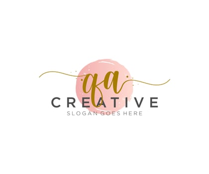 initial QA Feminine logo beauty monogram and elegant logo design, handwriting logo of initial signature, wedding, fashion, floral and botanical with creative template. vector