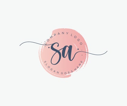 Initial SA feminine logo. Usable for Nature, Salon, Spa, Cosmetic and Beauty Logos. Flat Vector Logo Design Template Element.