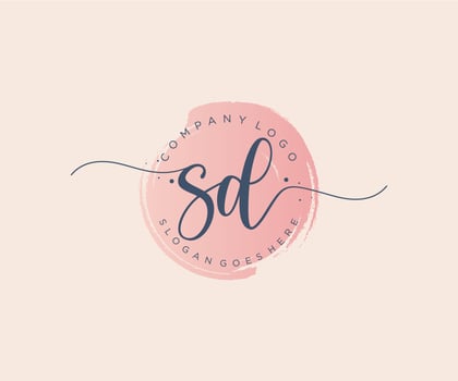 Initial SD feminine logo. Usable for Nature, Salon, Spa, Cosmetic and Beauty Logos. Flat Vector Logo Design Template Element.