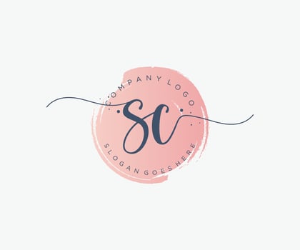 Initial SC feminine logo. Usable for Nature, Salon, Spa, Cosmetic and Beauty Logos. Flat Vector Logo Design Template Element.