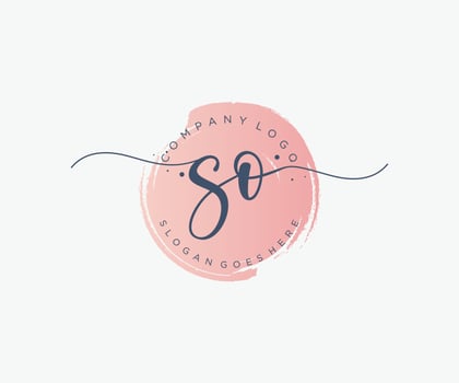 Initial SO feminine logo. Usable for Nature, Salon, Spa, Cosmetic and Beauty Logos. Flat Vector Logo Design Template Element.