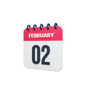 February Realistic Calendar Icon 3D Illustration Date February 02 png