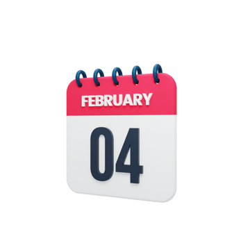 February Realistic Calendar Icon 3D Illustration Date February 04 png
