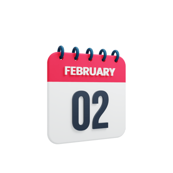 February Realistic Calendar Icon 3D Illustration Date February 02 png