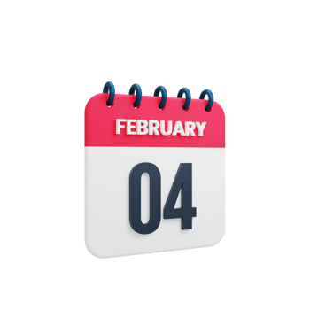 February Realistic Calendar Icon 3D Illustration Date February 04 png