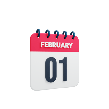February Realistic Calendar Icon 3D Illustration Date February 01 png