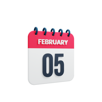 February Realistic Calendar Icon 3D Illustration Date February 05 png