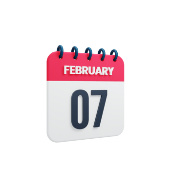 February Realistic Calendar Icon 3D Illustration Date February 07 png