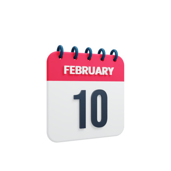 February Realistic Calendar Icon 3D Illustration Date February 10 png