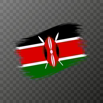 Kenya national flag. Grunge brush stroke. Vector illustration on transparent background.