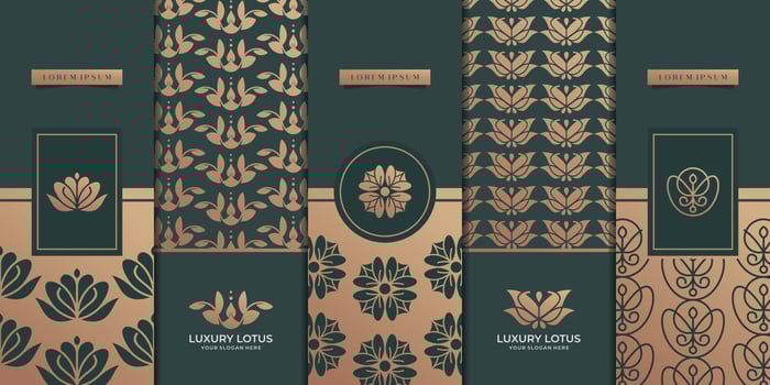 Collection of design elements,labels,icon,frames, for logo,packaging,design of luxury products. luxury golden packaging design flower,nature,pattern,minimalist design for packaging inspiration. vector