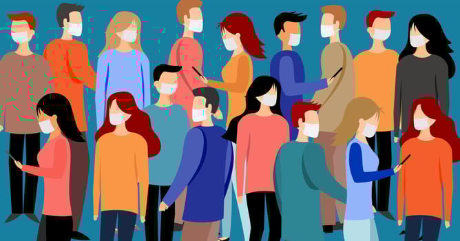 Group of People Wearing Face Masks vector