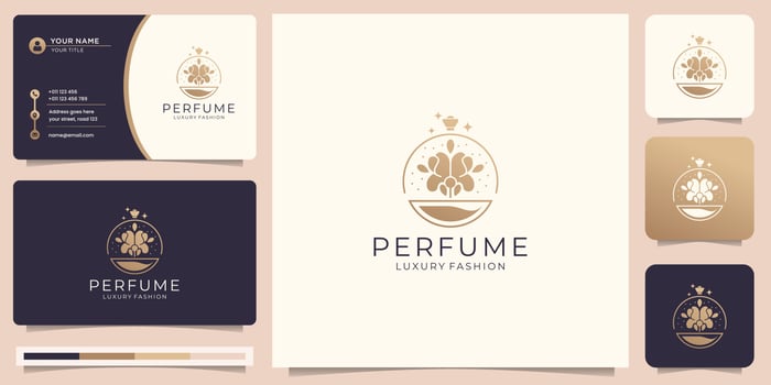 Luxury design for perfume logo template. logo for salon, beauty, skin care, with business card. vector