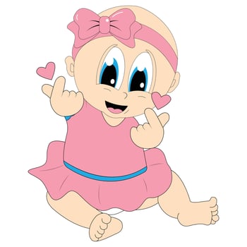 cute baby girl cartoon graphic vector