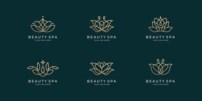 collection of beauty and spa logo minimalist line art style for business of fashion,lotus,skin care. vector