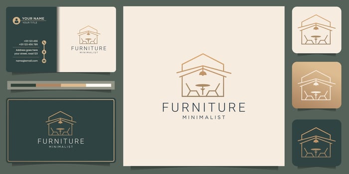 minimalist furniture logo inspiration. creative interior design with business card template. vector