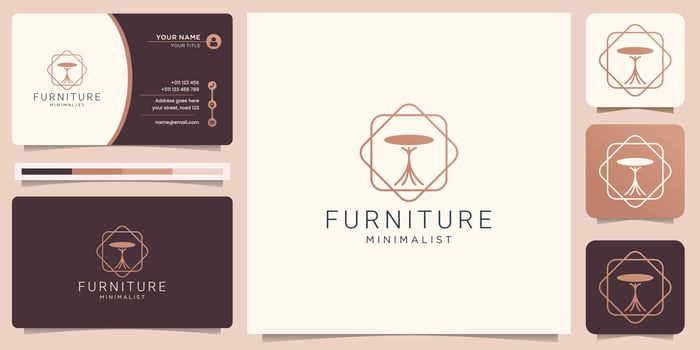 Chair logo furniture interior design with frame minimalist style, furniture Premium inspiration. vector
