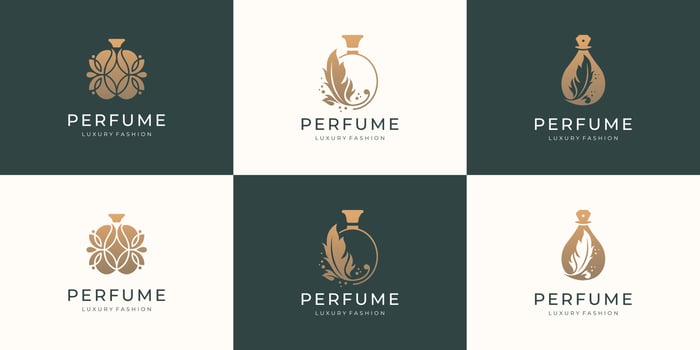 Set of luxury bottle perfume logo template. logo for cosmetic, beauty, salon, product, skin care. vector