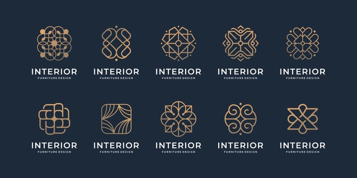 furniture logo design inspiration.minimalist collection of interior line,chair,furnishing,luxury art vector