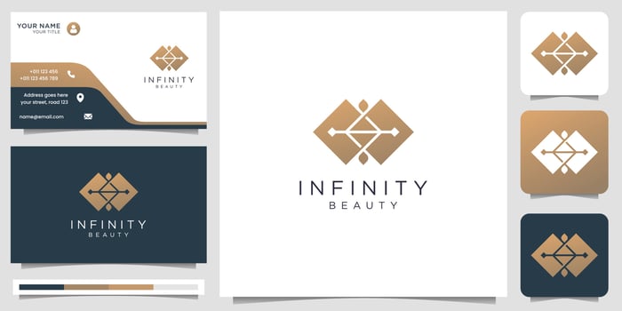 minimal infinity beauty logo design template with business card illustration. vector