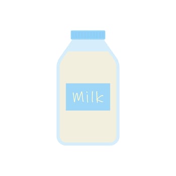 milk in bottle. Elements for design dairy products, logo farm, grocery store, health food, etc. Vector flat design illustration.