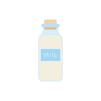 milk in bottle. Elements for design dairy products, logo farm, grocery store, health food, etc. Vector flat design illustration.