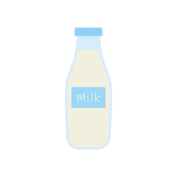milk in bottle. Elements for design dairy products, logo farm, grocery store, health food, etc. Vector flat design illustration.