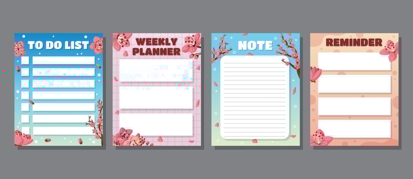 Peach Blossom Themed Journal Template vector