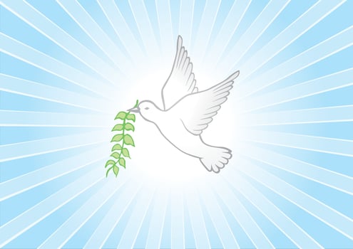 Bright background and white dove symbolizes peace vector