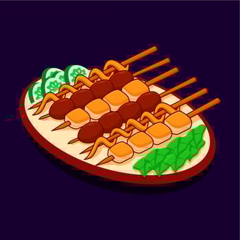 various types of satay,suitable for social media elements vector