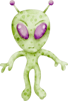 watercolor alien clip art element space png
