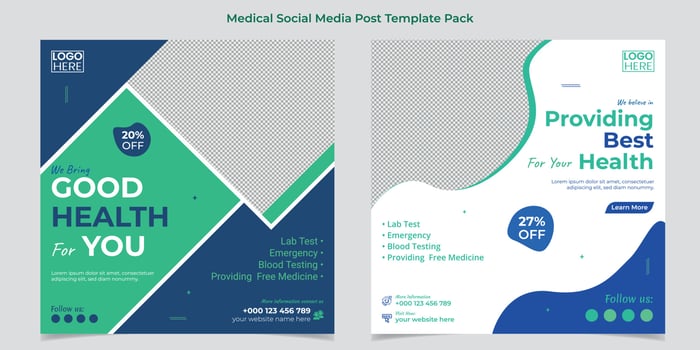 Medical healthcare web banner or square flyer or social media post template design vector