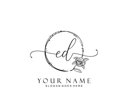 Initial ED beauty monogram and elegant logo design, handwriting logo of initial signature, wedding, fashion, floral and botanical with creative template. vector