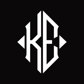 KE Logo monogram with shield shape isolated design template vector