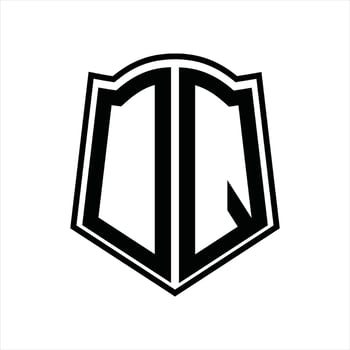 Logo monogram with shield shape outline design template vector