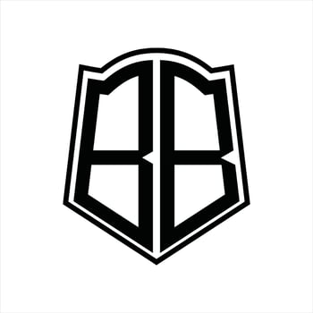 Logo monogram with shield shape outline design template vector