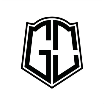 Logo monogram with shield shape outline design template vector