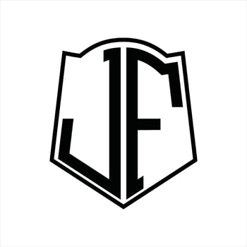 JF Logo monogram with shield shape outline design template vector