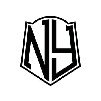 NY Logo monogram with shield shape outline design template vector