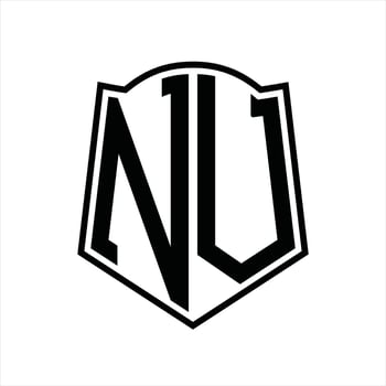 NV Logo monogram with shield shape outline design template vector