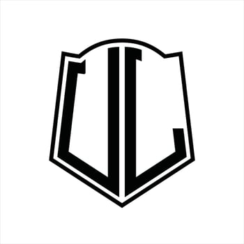 UL Logo monogram with shield shape outline design template vector