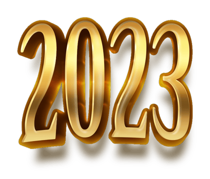 happy new year 2023 celebration eve golden shiny text fonts png