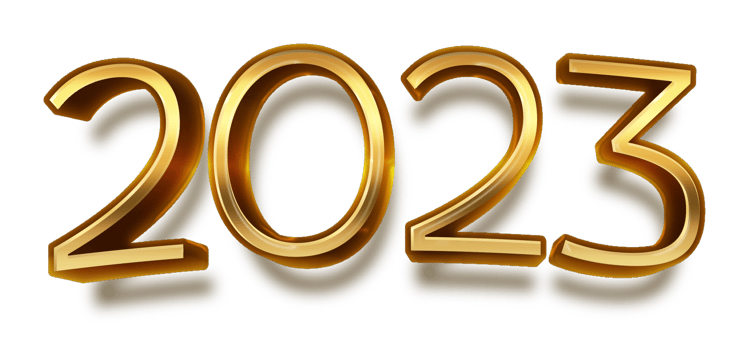 happy new year 2023 celebration eve golden shiny text fonts png