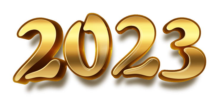 happy new year 2023 celebration eve golden shiny text fonts png