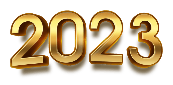 happy new year 2023 celebration eve golden shiny text fonts png