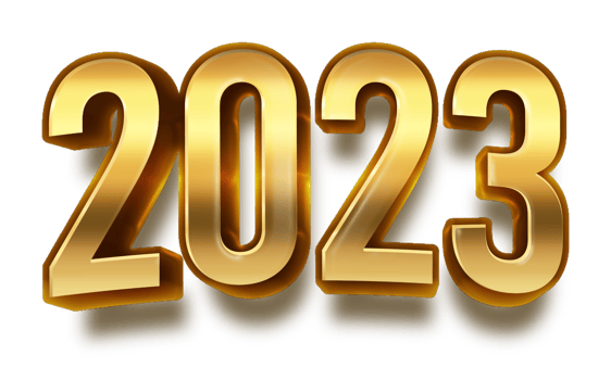 happy new year 2023 celebration eve golden shiny text fonts png